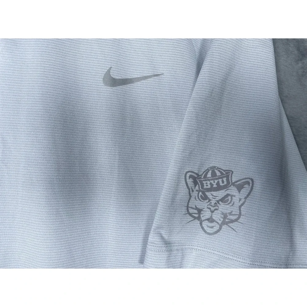 Nike Tiger Woods BYU Cougars Golf Polo Shirt Mens XL Grey Dri-FIT Stripe